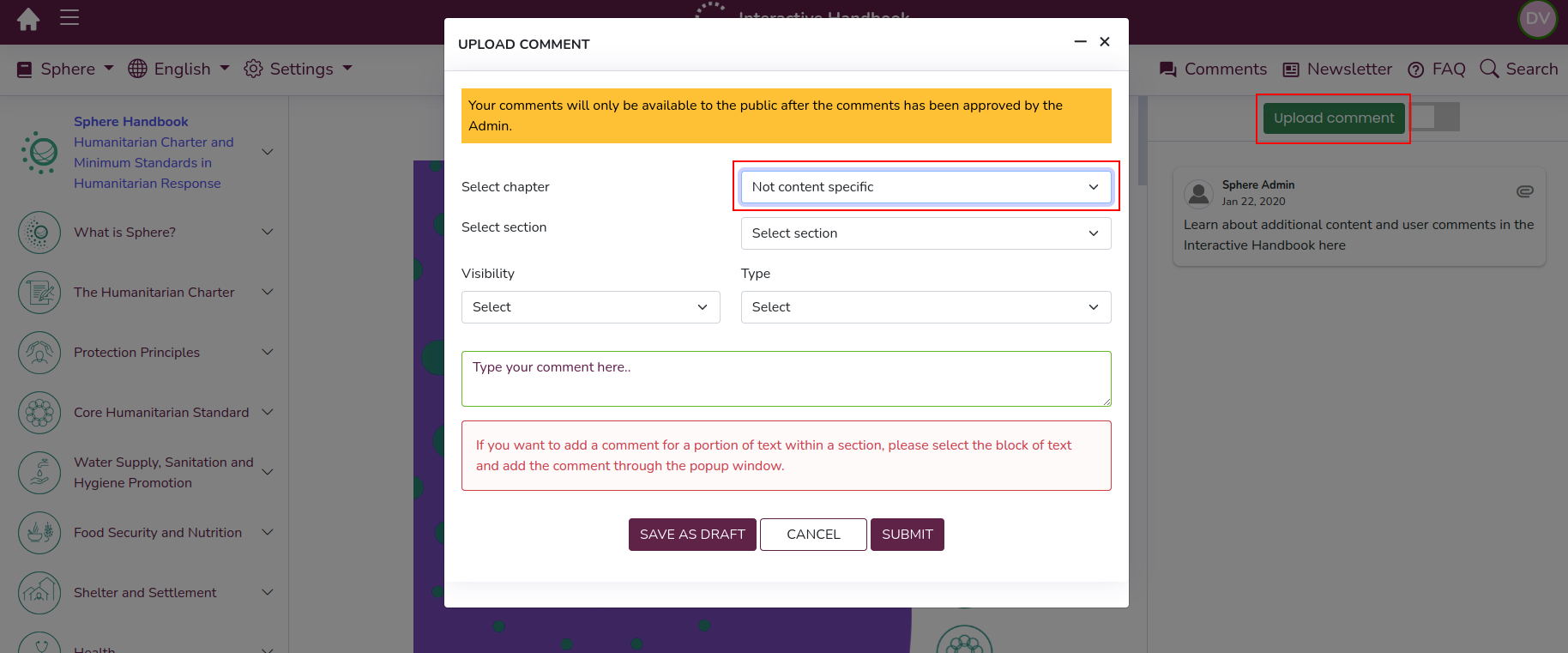 Comment posting form